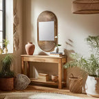 Specchio da parete in legno boho - Cornice marrone artigianale - Accento decorativo rustico per la casa, l'ufficio, la camera da letto e il soggiorno - 1 marrone