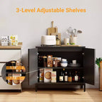 Credenza buffet in rattan, mobile da cucina con ante in rattan e ripiani regolabili, credenza da soggiorno o sala da pranzo in stile bohémien per liquori o caffè