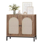 Credenza buffet in rattan, mobile da cucina con ante in rattan e ripiani regolabili, credenza da soggiorno o sala da pranzo in stile bohémien per liquori o caffè