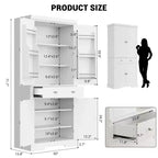 Mobile Dispensa da 72" in Stile Rustico con Ripiani Regolabili, 6 Scomparti portaoggetti nelle Ante, 2 Armadietti e 1 Cassetto, Armadio Alto da Cucina per Sala da Pranzo