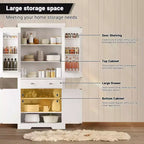 Mobile Dispensa da 72" in Stile Rustico con Ripiani Regolabili, 6 Scomparti portaoggetti nelle Ante, 2 Armadietti e 1 Cassetto, Armadio Alto da Cucina per Sala da Pranzo