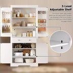 Mobile Dispensa da 72" in Stile Rustico con Ripiani Regolabili, 6 Scomparti portaoggetti nelle Ante, 2 Armadietti e 1 Cassetto, Armadio Alto da Cucina per Sala da Pranzo