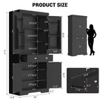 Mobile Dispensa da 72" in Stile Rustico con Ripiani Regolabili, 6 Scomparti portaoggetti nelle Ante, 2 Armadietti e 1 Cassetto, Armadio Alto da Cucina per Sala da Pranzo