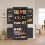 Mobile Dispensa da 72" in Stile Rustico con Ripiani Regolabili, 6 Scomparti portaoggetti nelle Ante, 2 Armadietti e 1 Cassetto, Armadio Alto da Cucina per Sala da Pranzo