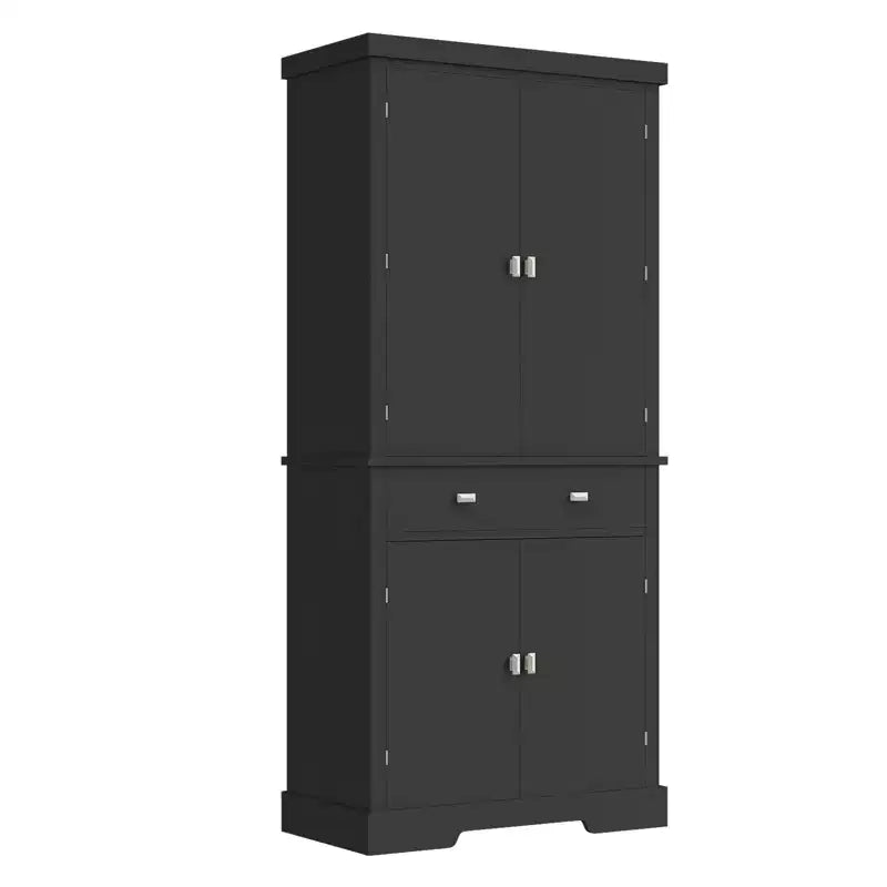 Mobile Dispensa da 72" in Stile Rustico con Ripiani Regolabili, 6 Scomparti portaoggetti nelle Ante, 2 Armadietti e 1 Cassetto, Armadio Alto da Cucina per Sala da Pranzo