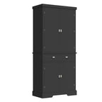 Mobile Dispensa da 72" in Stile Rustico con Ripiani Regolabili, 6 Scomparti portaoggetti nelle Ante, 2 Armadietti e 1 Cassetto, Armadio Alto da Cucina per Sala da Pranzo