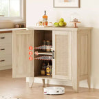 Mobiletto contenitore in rattan, piccolo mobiletto con 2 ante e ripiano regolabile per soggiorno, ingresso e cucina