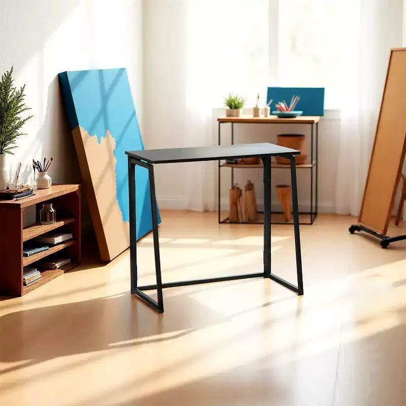 FurnitureR Folding Home Office Desk, 31.5 Inches Foldable Table, Space Saving Computer Study Desk Compact Writing Workstation for Small Space, Black