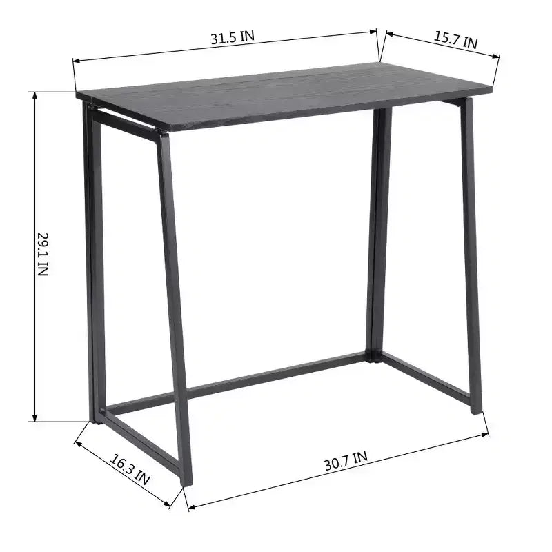 Scrivania pieghevole FurnitureR per ufficio domestico, tavolo pieghevole da 80 cm, scrivania salvaspazio per computer e studio, postazione di lavoro compatta per piccoli spazi, nero