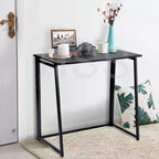 Scrivania pieghevole FurnitureR per ufficio domestico, tavolo pieghevole da 80 cm, scrivania salvaspazio per computer e studio, postazione di lavoro compatta per piccoli spazi, nero