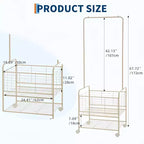 GustoWave Carrello portabiancheria 3 in 1 con stendibiancheria, Cesto portabiancheria in metallo con ruote, Oro