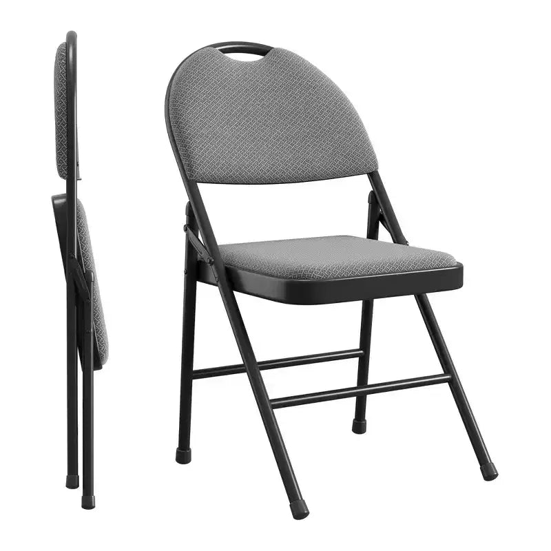 Folding Dining Chairs, Portable Commercial Seat with Metal Legs & Non-Slip Feet Pads, Linen Foldable Chairs for Home Office Party