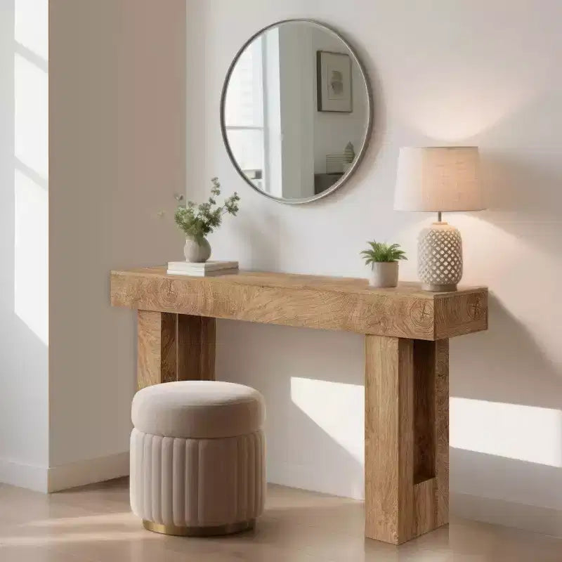 63 Rustic Farmhouse Console Table Tavolo da divano in legno con venature a taglio di coltello e ripiano aperto (per soggiorno/ingresso/corridoio)