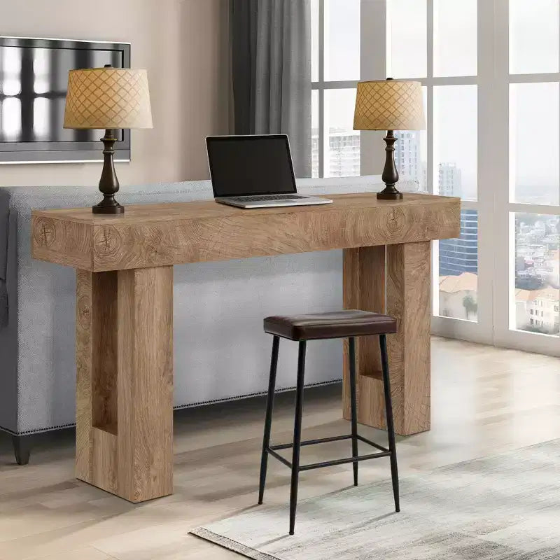63 Rustic Farmhouse Console Table Tavolo da divano in legno con venature a taglio di coltello e ripiano aperto (per soggiorno/ingresso/corridoio)