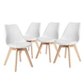 FurnitureR Dining Chairs, Faux Leather Cushioned Upholstered Side Chairs Mid-Back for Dining Room Kitchen Living Room, Solid Wood Legs, Set of 4