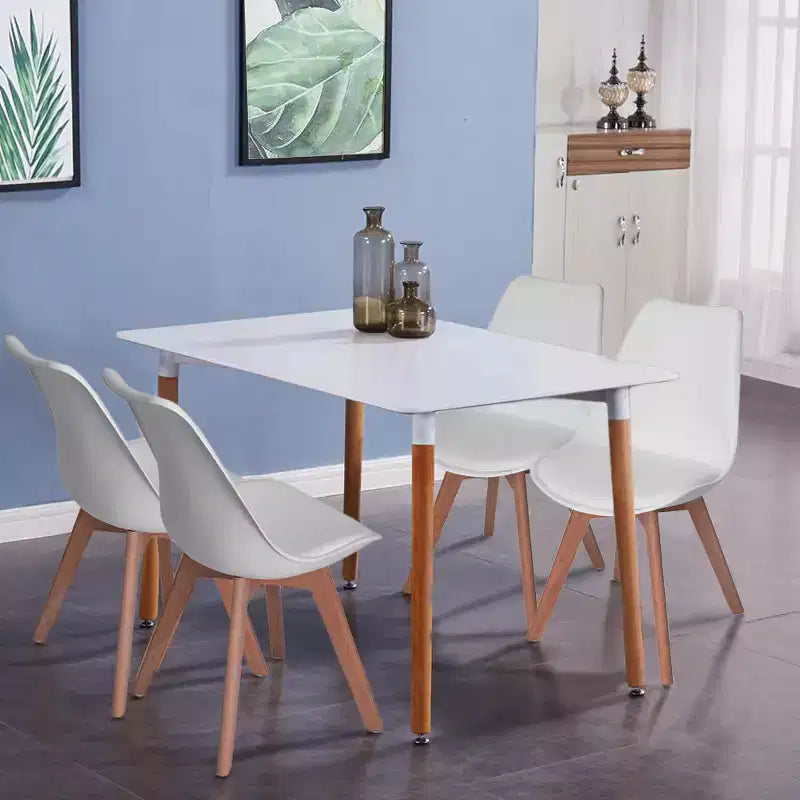 FurnitureR Sedie da pranzo, sedie laterali imbottite in similpelle con schienale medio per sala da pranzo, cucina, soggiorno, gambe in legno massello, set da 4