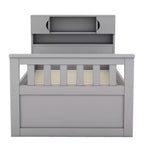 Struttura letto a piattaforma Twin Size Captain con testiera libreria contenitore e 4 cassetti, struttura letto in legno Twin con contenitore per camera da letto
