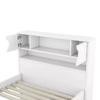 Struttura letto a piattaforma Twin Size Captain con testiera libreria contenitore e 4 cassetti, struttura letto in legno Twin con contenitore per camera da letto