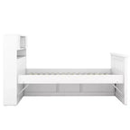 Struttura letto a piattaforma Twin Size Captain con testiera libreria contenitore e 4 cassetti, struttura letto in legno Twin con contenitore per camera da letto