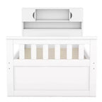 Struttura letto a piattaforma Twin Size Captain con testiera libreria contenitore e 4 cassetti, struttura letto in legno Twin con contenitore per camera da letto