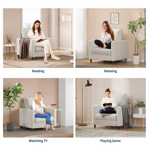 33,9 Sofa Poltrona, Divanetto in ciniglia per la lettura in camera da letto, Divano da salotto senza attrezzi, Comoda poltrona per il soggiorno
