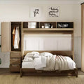 Full Size Wall Murphy Bed with Wardrobe and Storage Shelf Foldable Wall Platform Bed Frame for Bedroom Guest Room, Wood