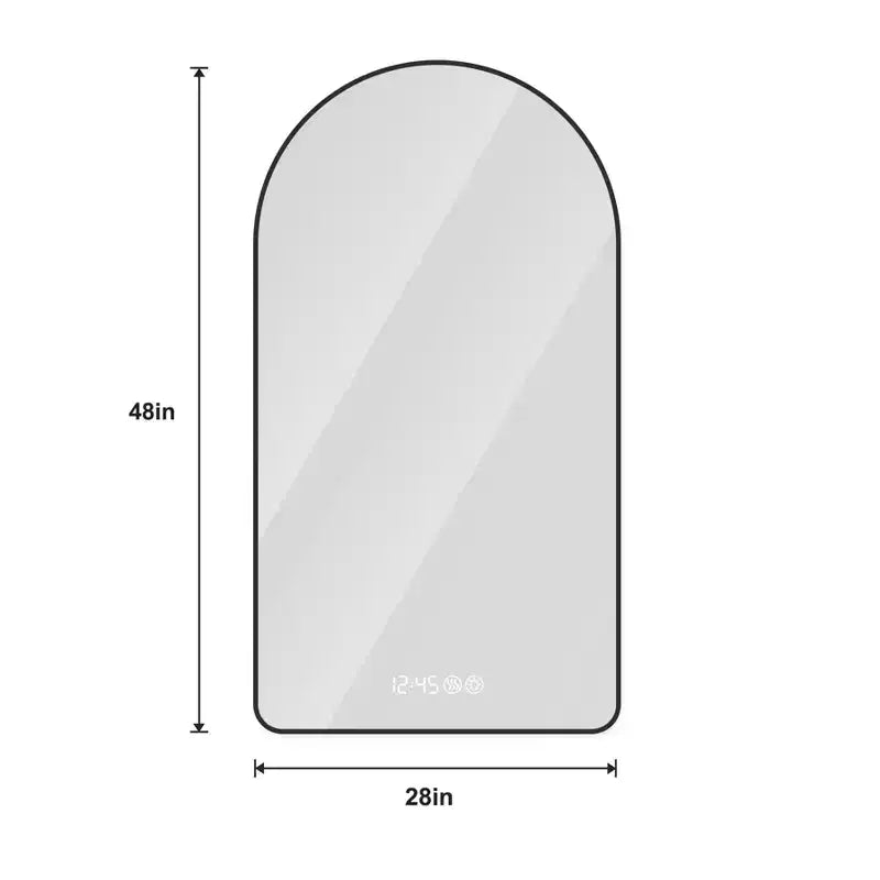 Specchio da Bagno Okak Arched Vanity con Display Ora e Temperatura, Specchio Antiappannamento per Bagno con Tre Temperature di Colore