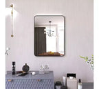 Okak 24X32IN Specchio da Bagno con Cornice in Alluminio, Specchio da Trucco Rettangolare con Angoli Arrotondati, Specchio da Parete per Bagno, Soggiorno, Nero