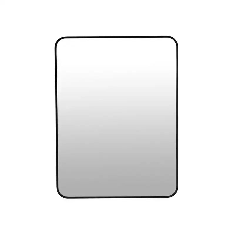 Okak 24X32IN Specchio da Bagno con Cornice in Alluminio, Specchio da Trucco Rettangolare con Angoli Arrotondati, Specchio da Parete per Bagno, Soggiorno, Nero