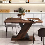 Okak 71IN Multifunctional Extendable Dining Table with X-Shape Pedestal, Folding Table, Dinner Table for Dining Room, Living Room, Walnut