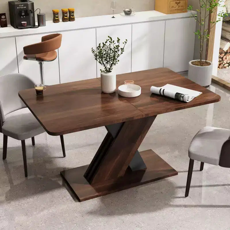 Tavolo da Pranzo Multifunzionale Estensibile Okak 71IN con Base a Piedistallo a X, Tavolo Pieghevole, Tavolo da Pranzo per Sala da Pranzo, Soggiorno, Noce