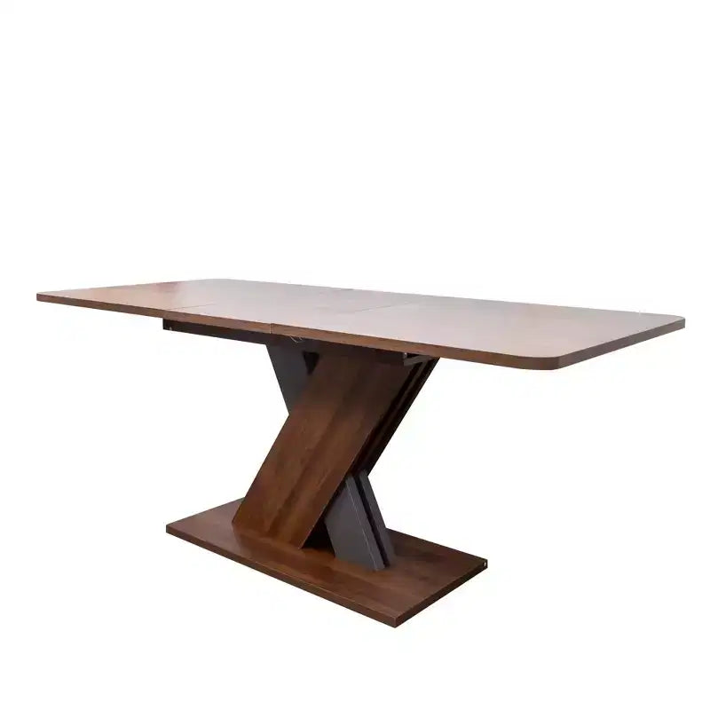 Tavolo da Pranzo Multifunzionale Estensibile Okak 71IN con Base a Piedistallo a X, Tavolo Pieghevole, Tavolo da Pranzo per Sala da Pranzo, Soggiorno, Noce