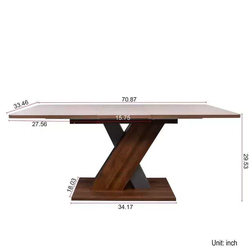 Tavolo da Pranzo Multifunzionale Estensibile Okak 71IN con Base a Piedistallo a X, Tavolo Pieghevole, Tavolo da Pranzo per Sala da Pranzo, Soggiorno, Noce