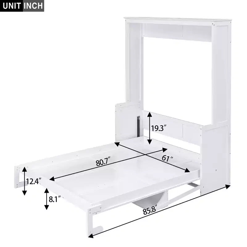 Letto a scomparsa Queen Size con ripiano portaoggetti, Letti a muro pieghevoli con mobile in legno Queen per camera degli ospiti ufficio domestico