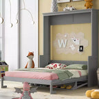 Letto a scomparsa Queen Size con ripiano portaoggetti, Letti a muro pieghevoli con mobile in legno Queen per camera degli ospiti ufficio domestico