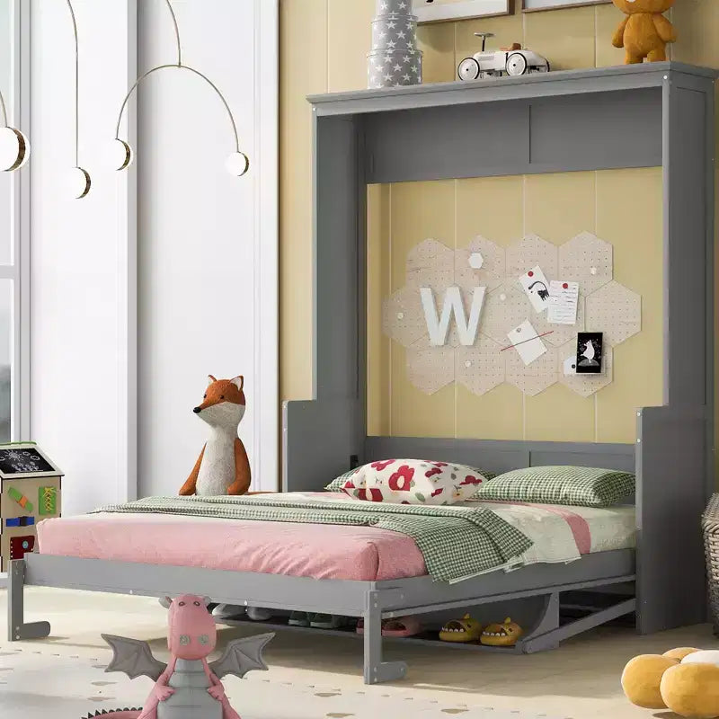 Letto a scomparsa Queen Size con ripiano portaoggetti, Letti a muro pieghevoli con mobile in legno Queen per camera degli ospiti ufficio domestico