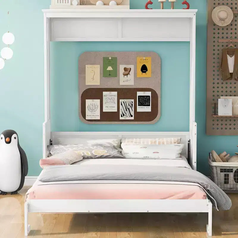 Letto a scomparsa Queen Size con ripiano portaoggetti, Letti a muro pieghevoli con mobile in legno Queen per camera degli ospiti ufficio domestico