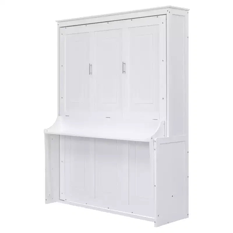 Letto a scomparsa Queen Size con ripiano portaoggetti, Letti a muro pieghevoli con mobile in legno Queen per camera degli ospiti ufficio domestico