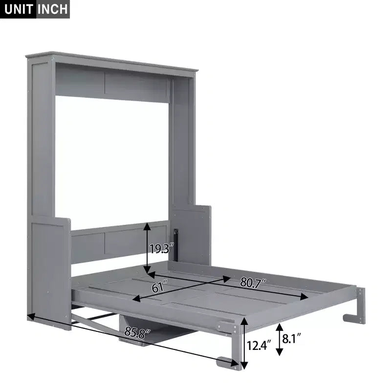 Letto a scomparsa Queen Size con ripiano portaoggetti, Letti a muro pieghevoli con mobile in legno Queen per camera degli ospiti ufficio domestico