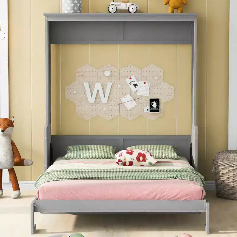 Letto a scomparsa Queen Size con ripiano portaoggetti, Letti a muro pieghevoli con mobile in legno Queen per camera degli ospiti ufficio domestico