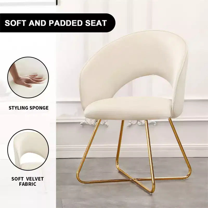 Sedia da trucco Furniliving in finto velluto, sedia moderna per toeletta, sgabello imbottito per camera da letto, soggiorno, cabina armadio