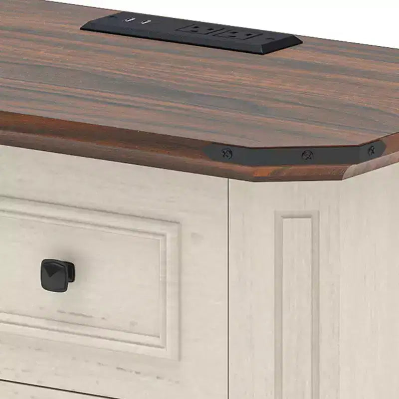 Comodino con 3 cassetti Tavolino da notte Cassettiera piccola per camera da letto Bianco rustico