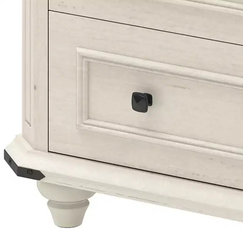 Comodino con 3 cassetti Tavolino da notte Cassettiera piccola per camera da letto Bianco rustico