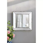 MAYEERTY 18 x 18 Specchio Decorativo Quadrato Effetto Invecchiato, Specchio da Parete per Soggiorno, Ingresso, Ufficio, Camera da Letto, Corridoio, Argento