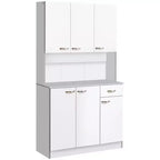 71 Armadio dispensa da cucina, mobile contenitore alto con supporto per microonde, credenza da cucina moderna, 3 ripiani regolabili per soggiorno, sala da pranzo