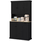 71 Buffet with Hutch, Modern Farmhouse Kitchen Pantry Storage Cabinet with Microwave Oven Countertop, Drawer, and Cupboard