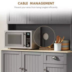 71 Buffet con credenza, mobile dispensa da cucina moderno stile colonico con ripiano per microonde, cassetto e armadietto