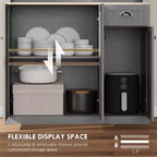 71 Buffet con credenza, mobile dispensa da cucina moderno stile colonico con ripiano per microonde, cassetto e armadietto