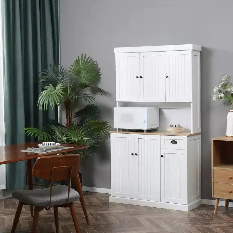 71 Buffet con credenza, mobile dispensa da cucina moderno stile colonico con ripiano per microonde, cassetto e armadietto