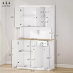 71 Buffet con credenza, mobile dispensa da cucina moderno stile colonico con ripiano per microonde, cassetto e armadietto